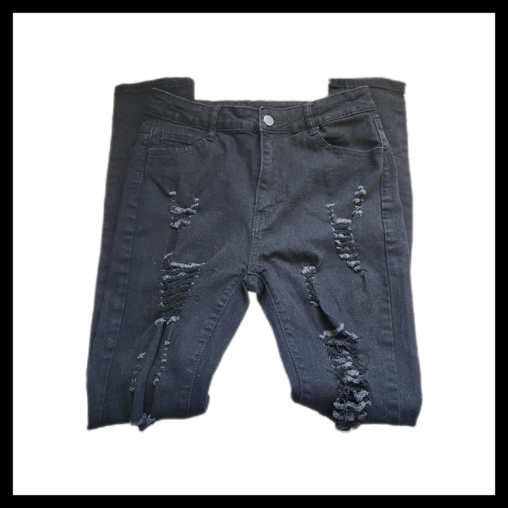 Shein Stretch Distressed Skinny Jeans